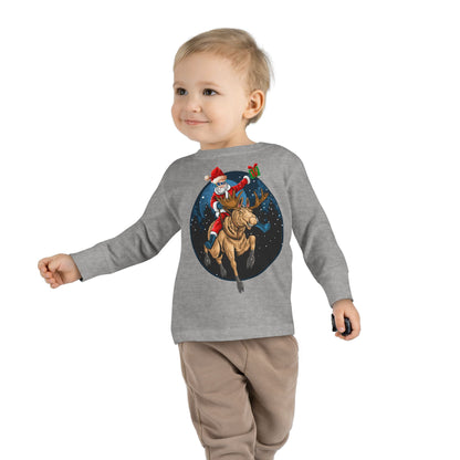 Toddler Long Sleeve Tee - Super kiddo riding a reindeer - [[{"value":"Wonderwear Kid"}]]