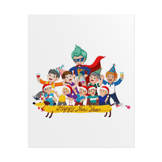Rolled Posters - Happy new year with friends - [[{"value":"Wonderwear Kid"}]]