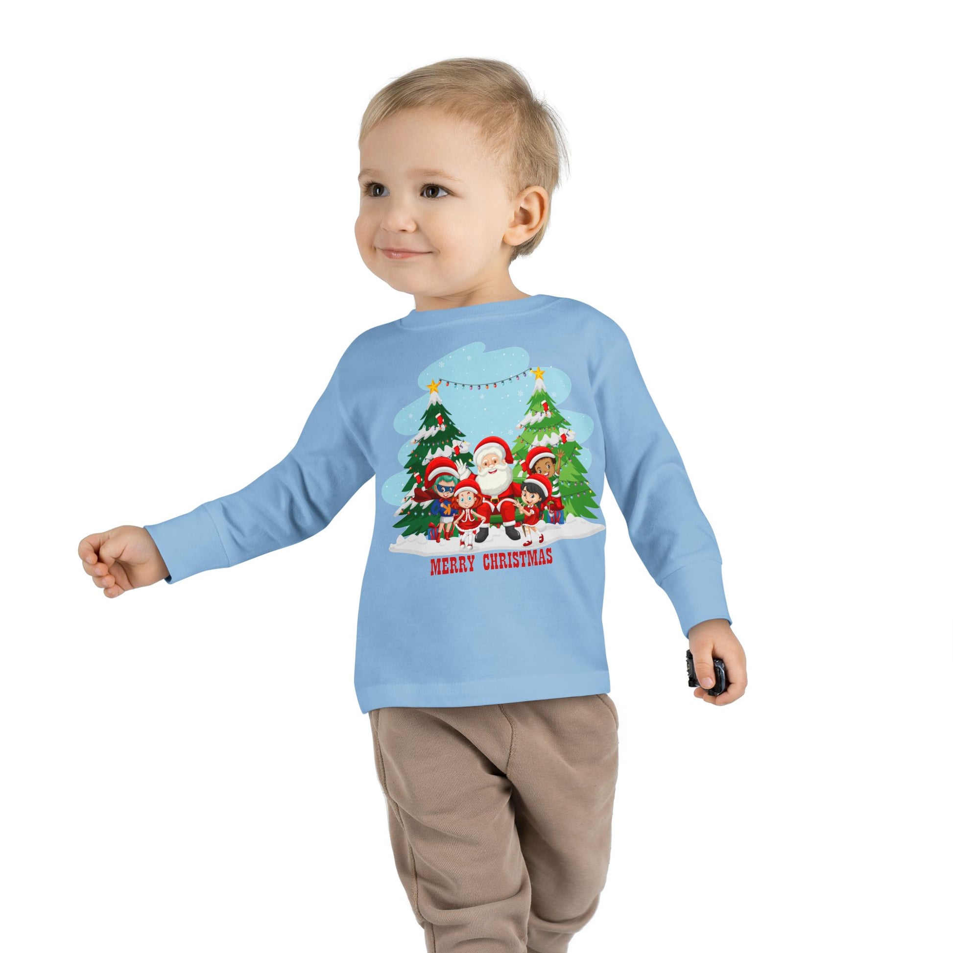 Toddler Long Sleeve Tee - Super kiddo with santa claus Merry christmas - [[{"value":"Wonderwear Kid"}]]