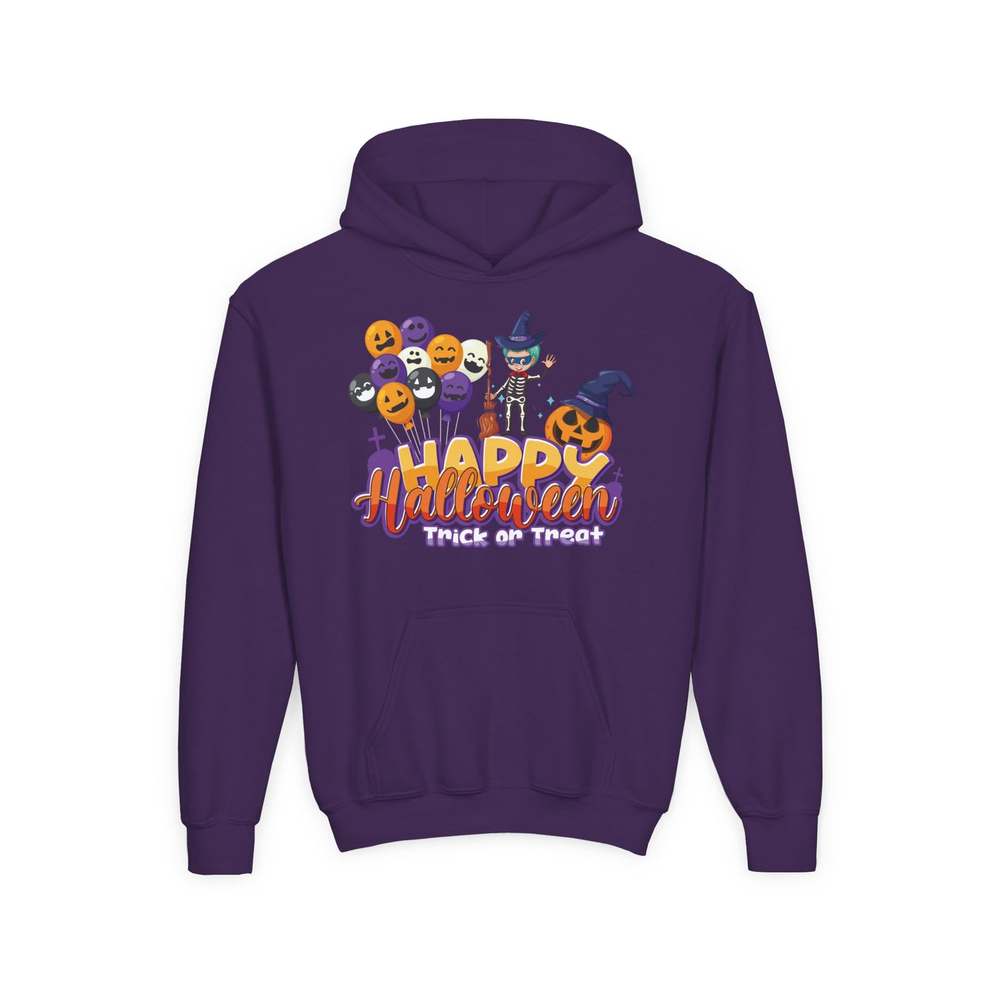 Youth Heavy Blend Hooded Sweatshirt - Happy halloween trick or treat