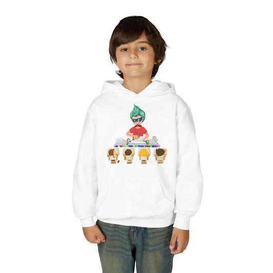 Youth Heavy Blend Hooded Sweatshirt - Little kiddo teaching to wash dishes