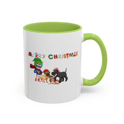 Accent Coffee Mug - Super kiddo woith pet friends - [[{"value":"Wonderwear Kid"}]]
