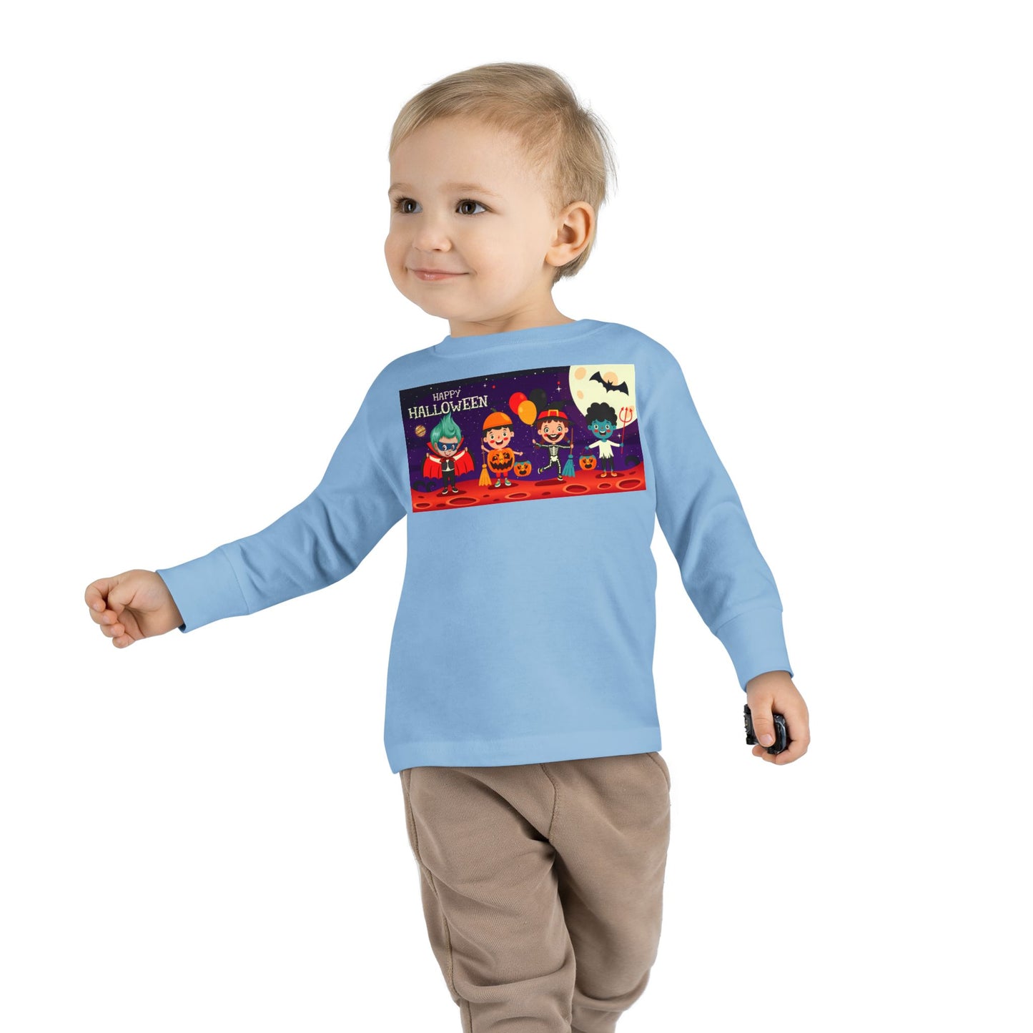 Toddler Long Sleeve Tee - Super kiddo with friends on holloween