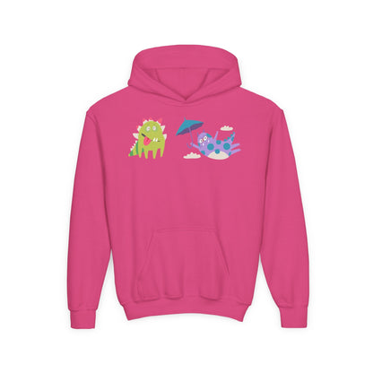 Youth Heavy Blend Hooded Sweatshirt - Monsters playing Printify