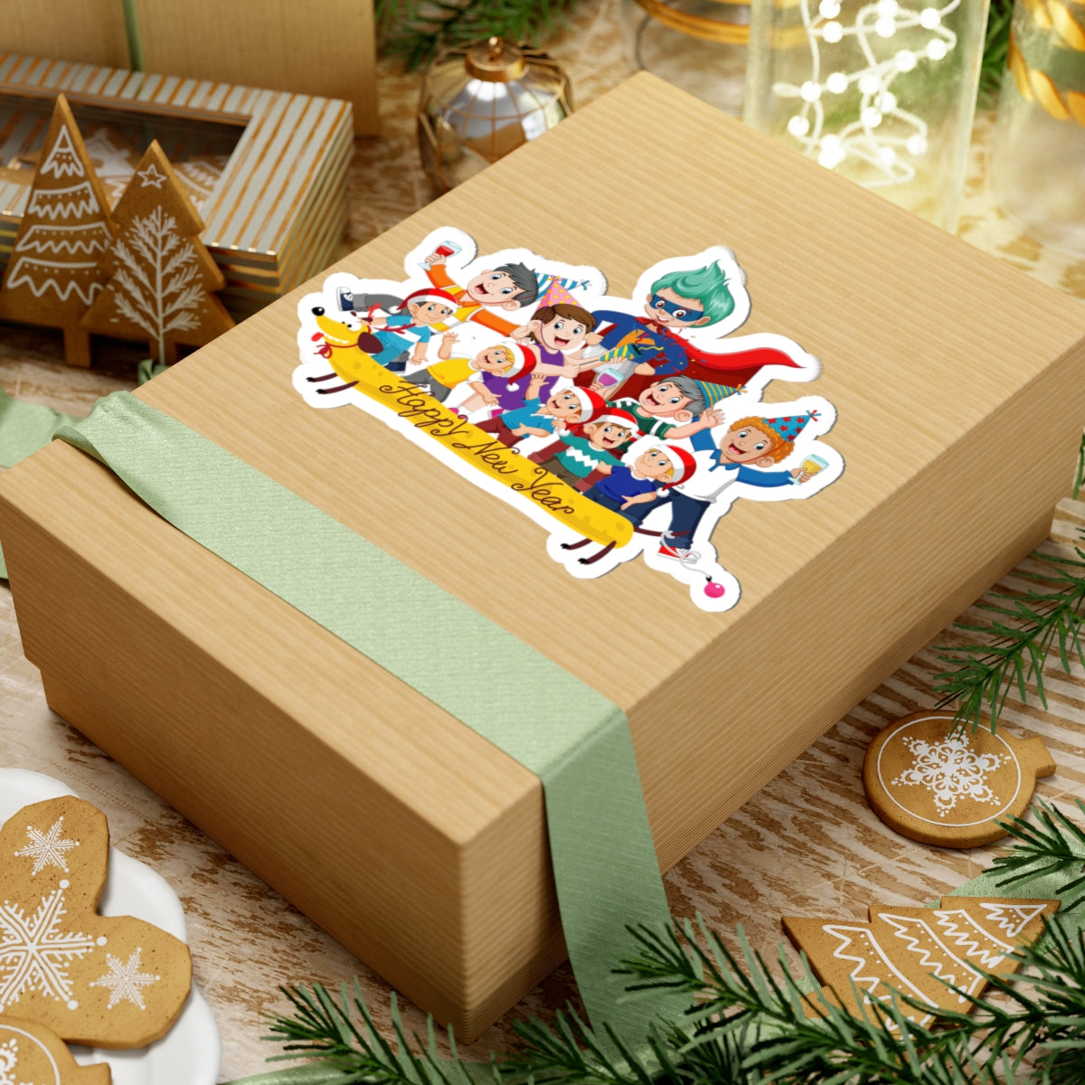 Kiss-Cut Stickers - Happy new year with friends - [[{"value":"Wonderwear Kid"}]]