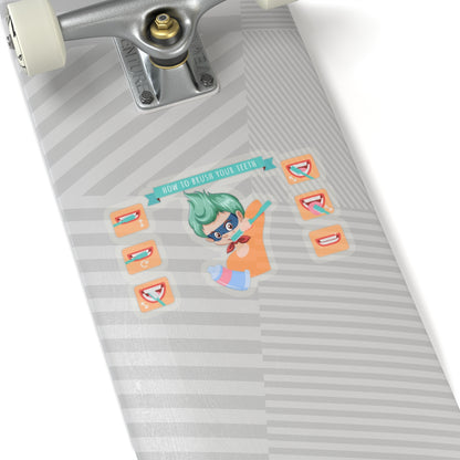 Kiss-Cut Stickers - Super kiddo how to brush teeth - [[{"value":"Wonderwear Kid"}]]