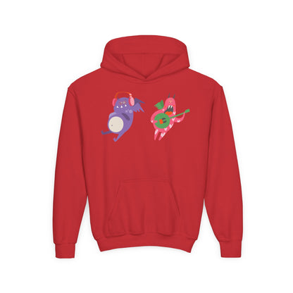 Youth Heavy Blend Hooded Sweatshirt - Monsters playing instruments Printify