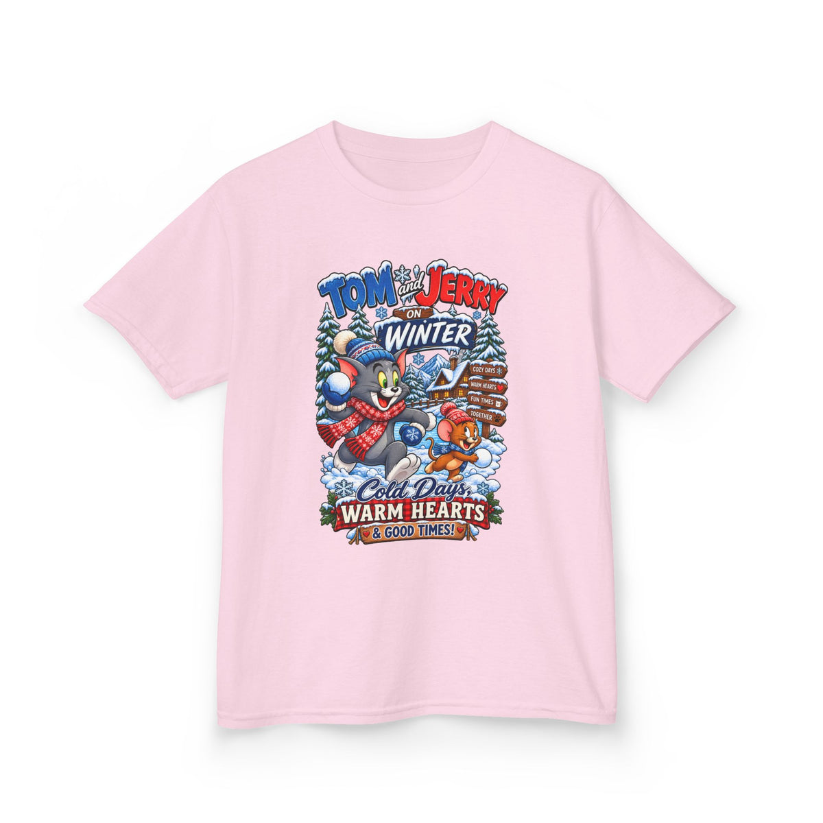 Kids Heavy Cotton™ Tee - Tom and Jerry’s Cozy Winter Adventure