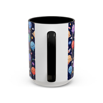 Accent Coffee Mug (11/15 oz) - Kawaii Space Balloon Planet