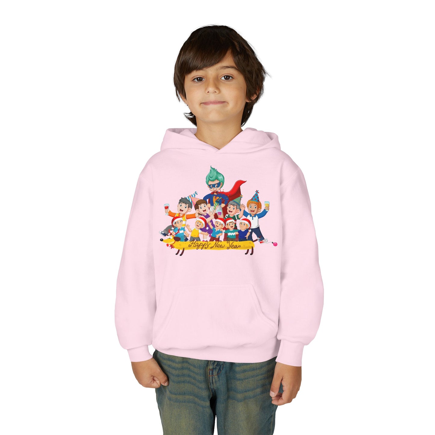 Youth Heavy Blend Hooded Sweatshirt - Happy new year with friends