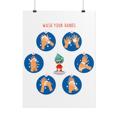 Rolled Posters - Super kiddo teaching how to wash hands - [[{"value":"Wonderwear Kid"}]]