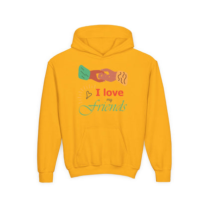 Youth Heavy Blend Hooded Sweatshirt - I love my friends Printify