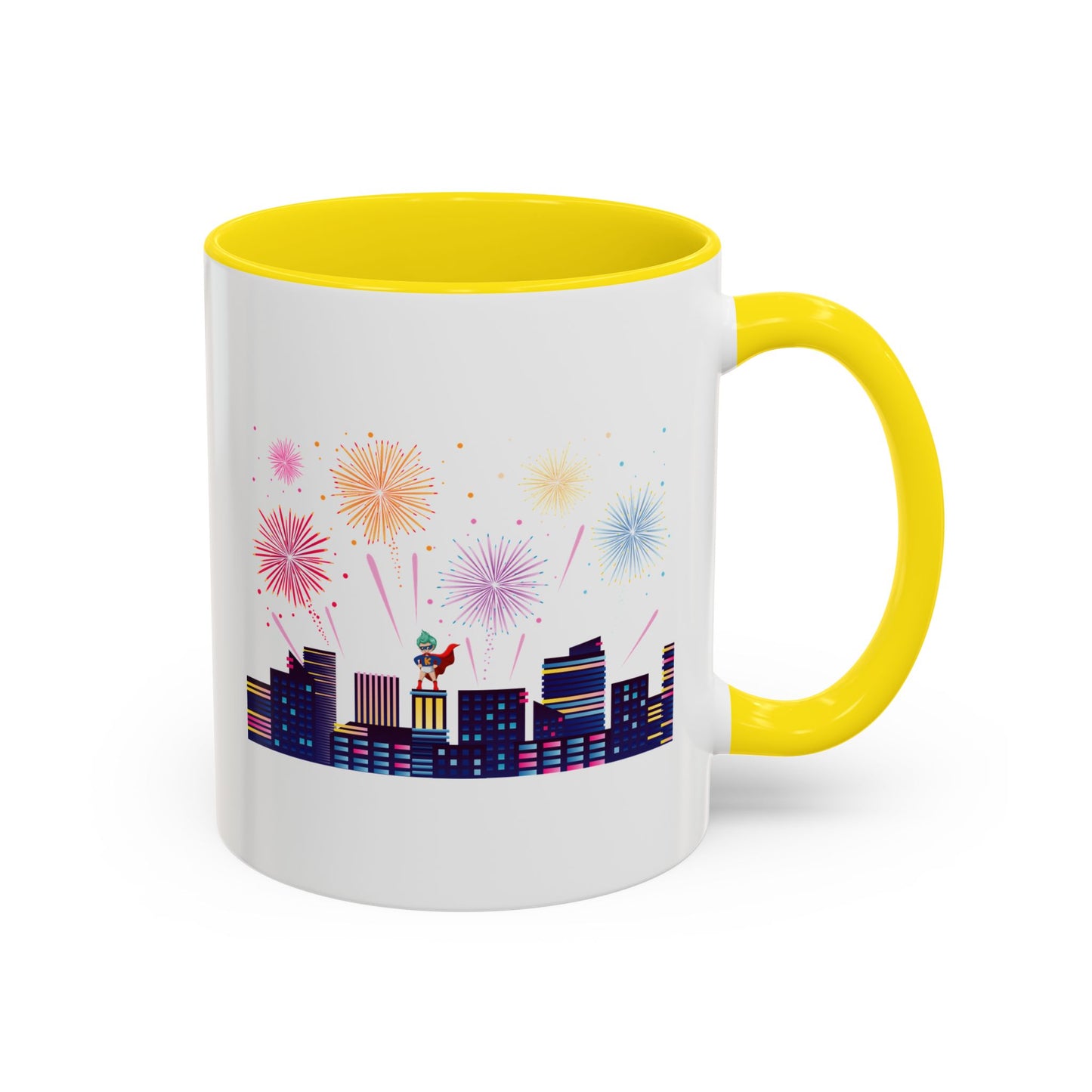 Accent Coffee Mug - Super kiddo with fireworks
