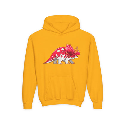 Youth hoodie with fun triceratops dinosaur design Printify