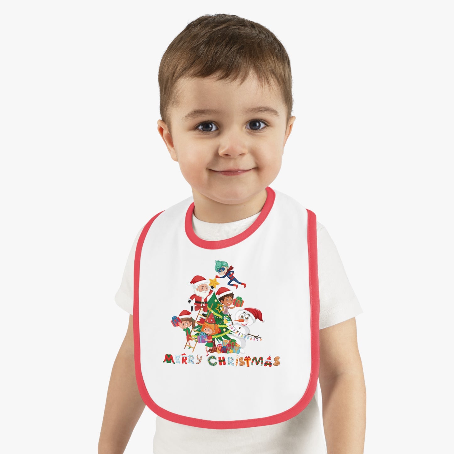 Baby Bib - Super kiddo making christmas tree with text