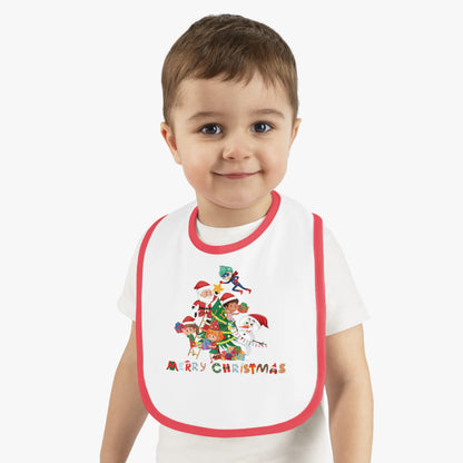 Baby Bib - Super kiddo making christmas tree with text - [[{"value":"Wonderwear Kid"}]]