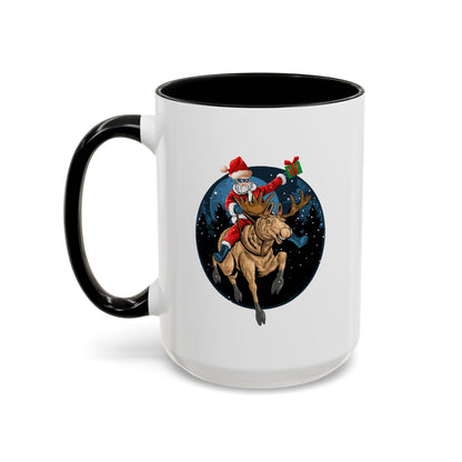 Accent Coffee Mug - Super kiddo riding a reindeer - [[{"value":"Wonderwear Kid"}]]