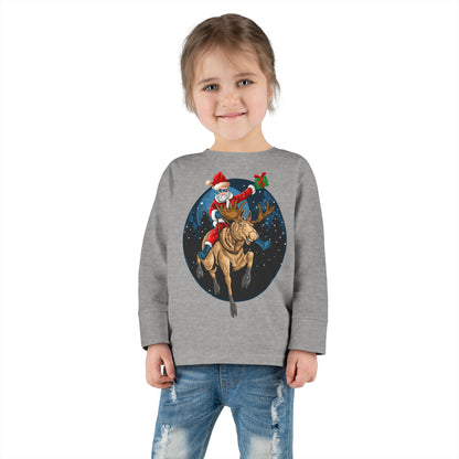 Toddler Long Sleeve Tee - Super kiddo riding a reindeer - [[{"value":"Wonderwear Kid"}]]