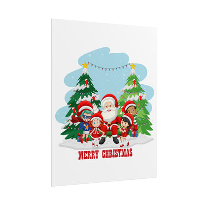 Rolled Posters - Super kiddo with santa claus Merry christmas - [[{"value":"Wonderwear Kid"}]]
