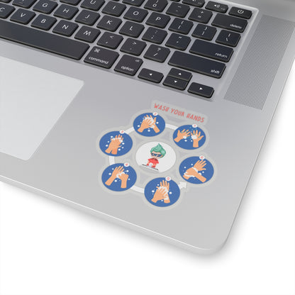 Kiss-Cut Stickers - Super kiddo teaching how to wash hands - [[{"value":"Wonderwear Kid"}]]