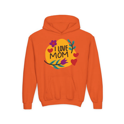 Youth Heavy Blend Hooded Sweatshirt - I love mom Printify