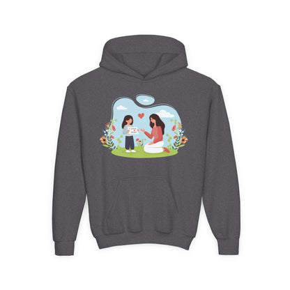 Youth Heavy Blend Hooded Sweatshirt -  Mother and daughter love Printify