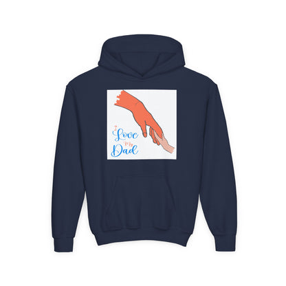 Youth Heavy Blend Hooded Sweatshirt -  Child and dad holding hands Printify