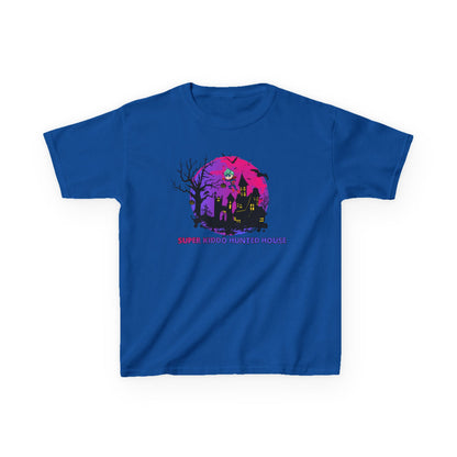 Kids Heavy Cotton™ Tee - Super kiddo flying on hunted house - [[{"value":"Wonderwear Kid"}]]