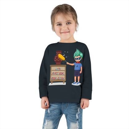 Toddler Long Sleeve Tee - Super kiddo cleaning a vase - [[{"value":"Wonderwear Kid"}]]