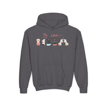 Youth Heavy Blend Hooded Sweatshirt - Paw My love Printify
