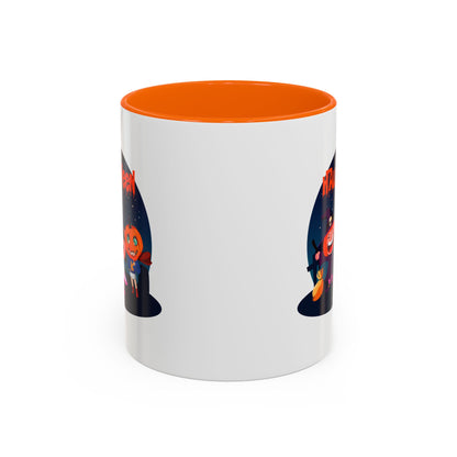 Accent Coffee Mug - Super kiddo wearing pumpkin - [[{"value":"Wonderwear Kid"}]]