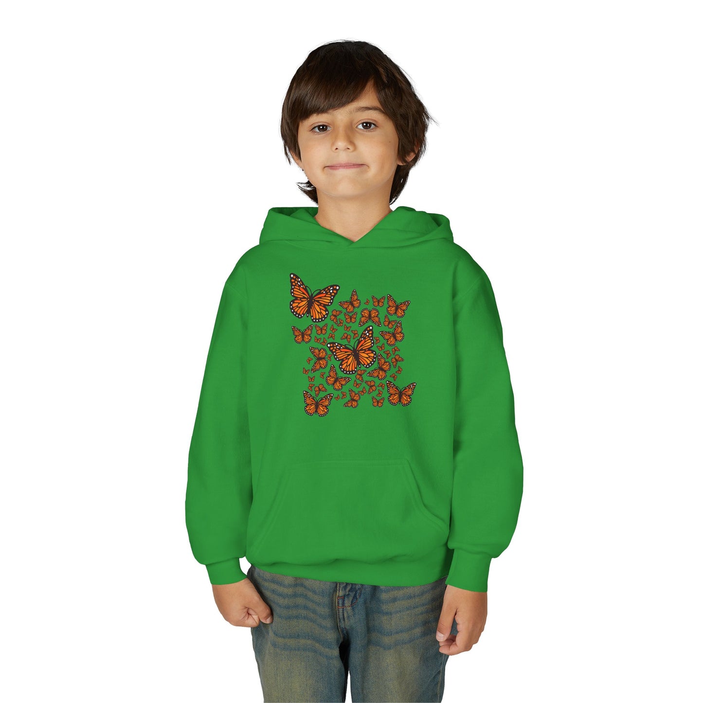 Youth Heavy Blend Hooded Sweatshirt -  Monarch butterflies