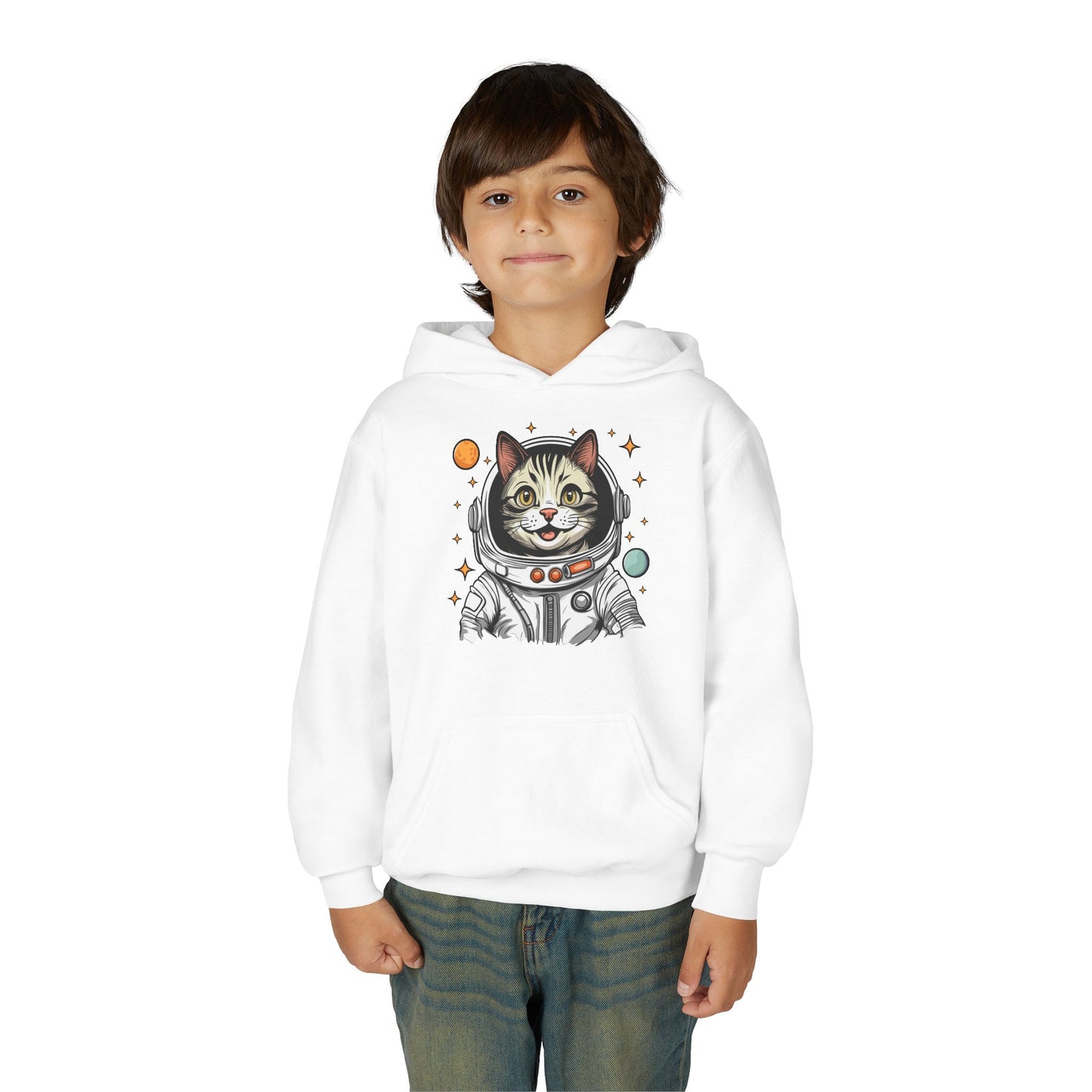 Youth Heavy Blend Hooded Sweatshirt - Astronaut cat