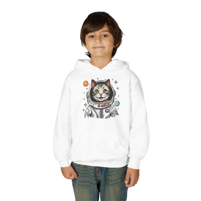 Youth Heavy Blend Hooded Sweatshirt - Astronaut cat Printify