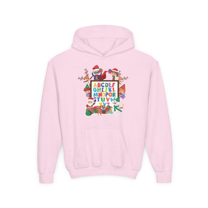 Youth Heavy Blend Hooded Sweatshirt - Christmas alphabet with super kiddo - [[{"value":"Wonderwear Kid"}]]