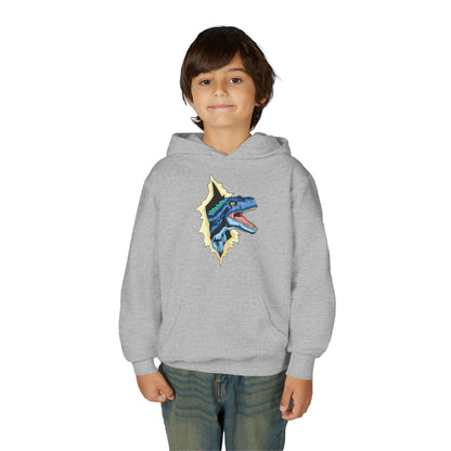 Youth Heavy Blend Hooded Sweatshirt -  Utah raptor dinosaur Printify