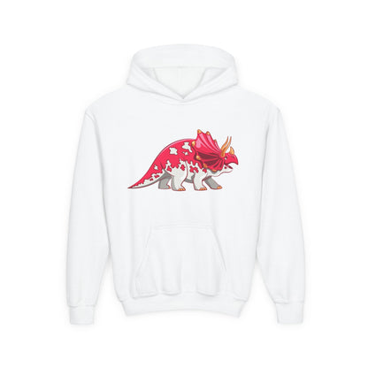 Youth hoodie with fun triceratops dinosaur design Printify