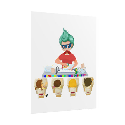 Rolled Posters - Little kiddo teaching to wash dishes - [[{"value":"Wonderwear Kid"}]]