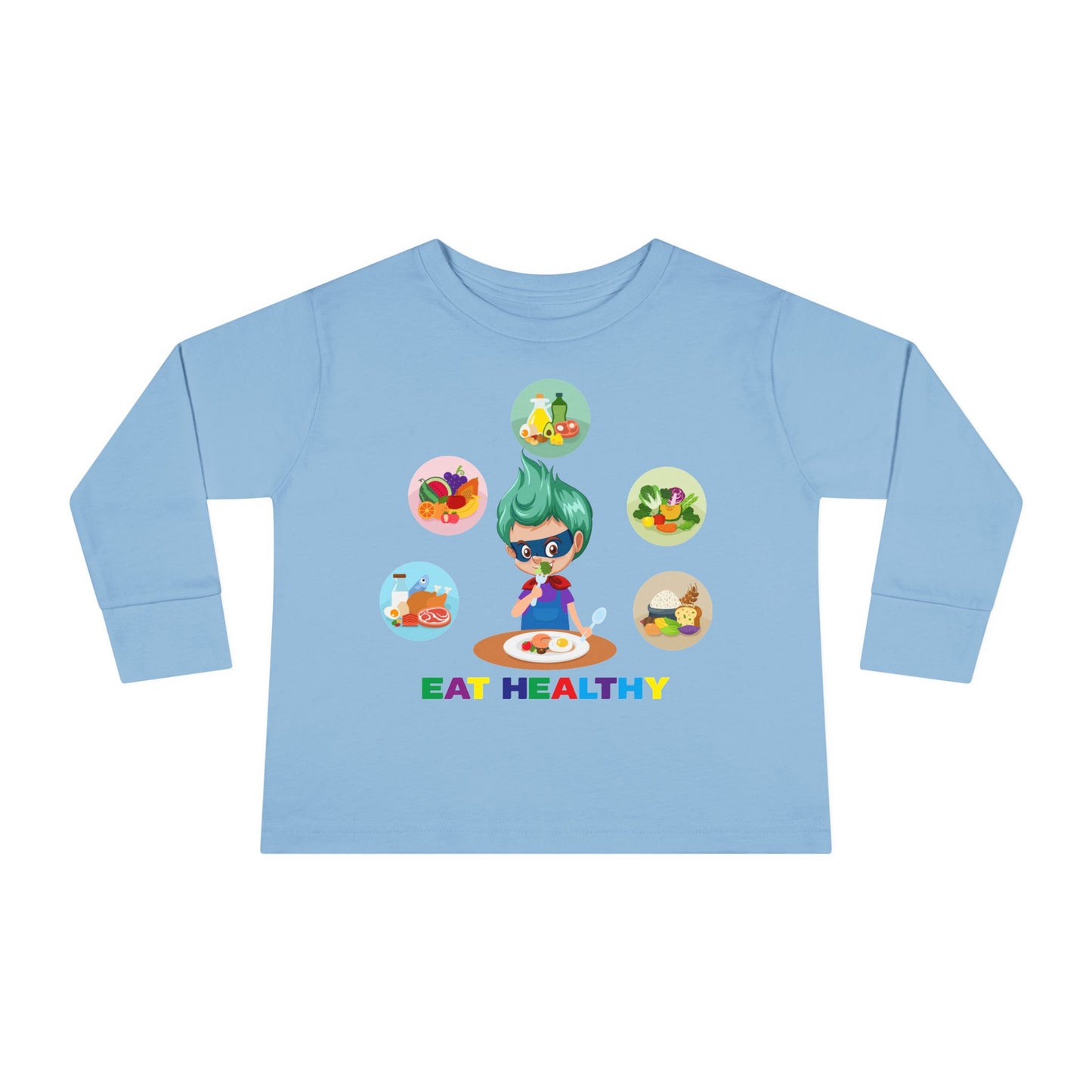 Toddler Long Sleeve Tee - Supper kiddo showing healthy food to eat - [[{"value":"Wonderwear Kid"}]]