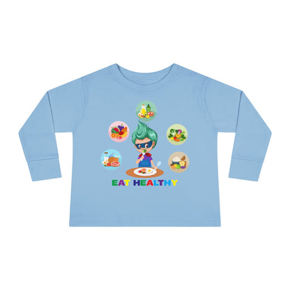 Toddler Long Sleeve Tee - Supper kiddo showing healthy food to eat - [[{"value":"Wonderwear Kid"}]]