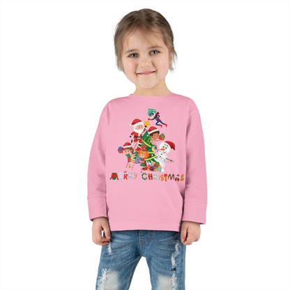 Toddler Long Sleeve Tee - Super kiddo making christmas tree with text - [[{"value":"Wonderwear Kid"}]]