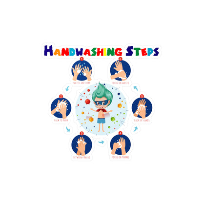 Halloween Kiss-Cut Vinyl Decals – Super kiddo how to wash hand properly - [[{"value":"Wonderwear Kid"}]]