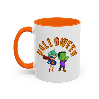 Accent Coffee Mug - Holloween with super kiddo Printify