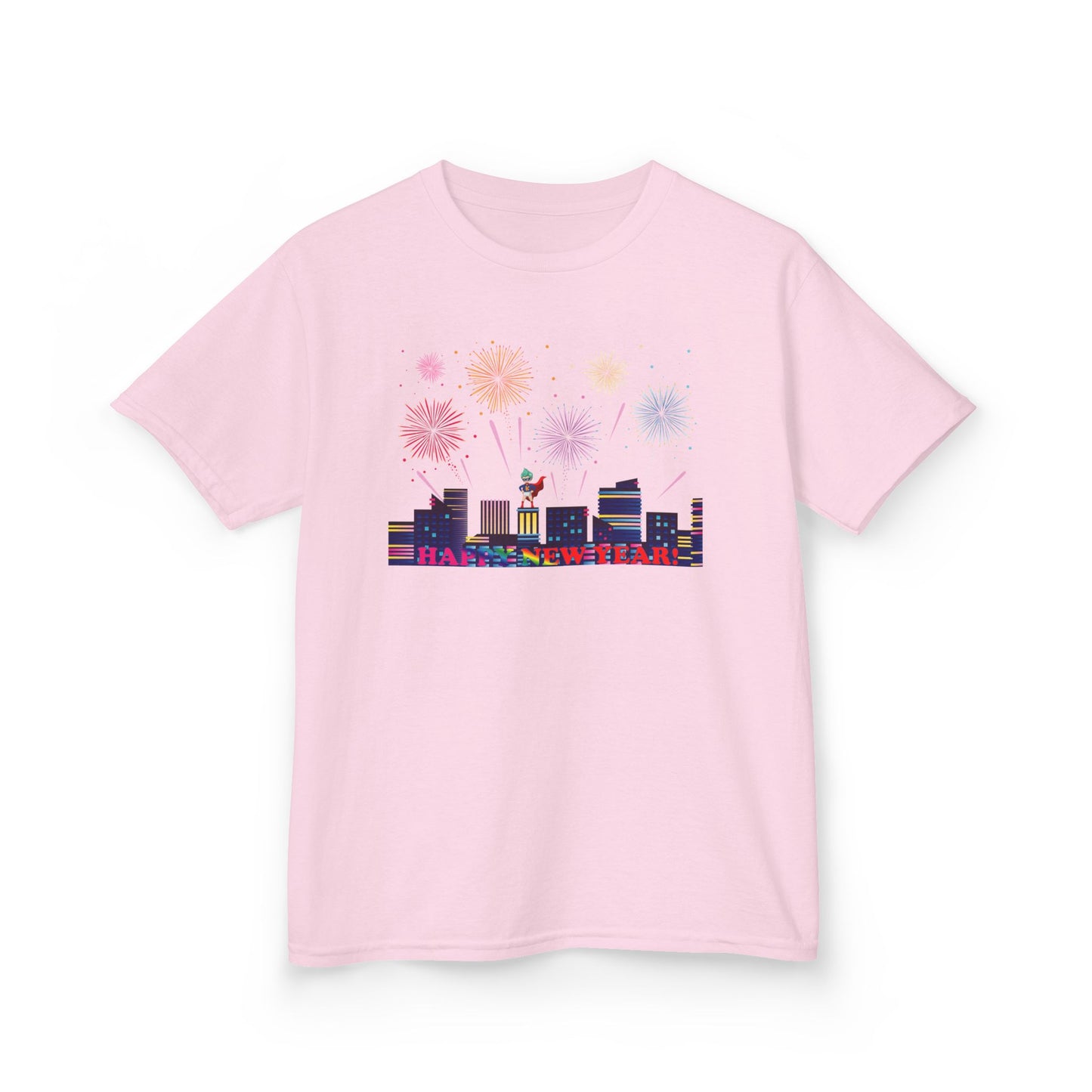 Kids Heavy Cotton™ Tee - Super kiddo with fireworks with text - [[{"value":"Wonderwear Kid"}]]