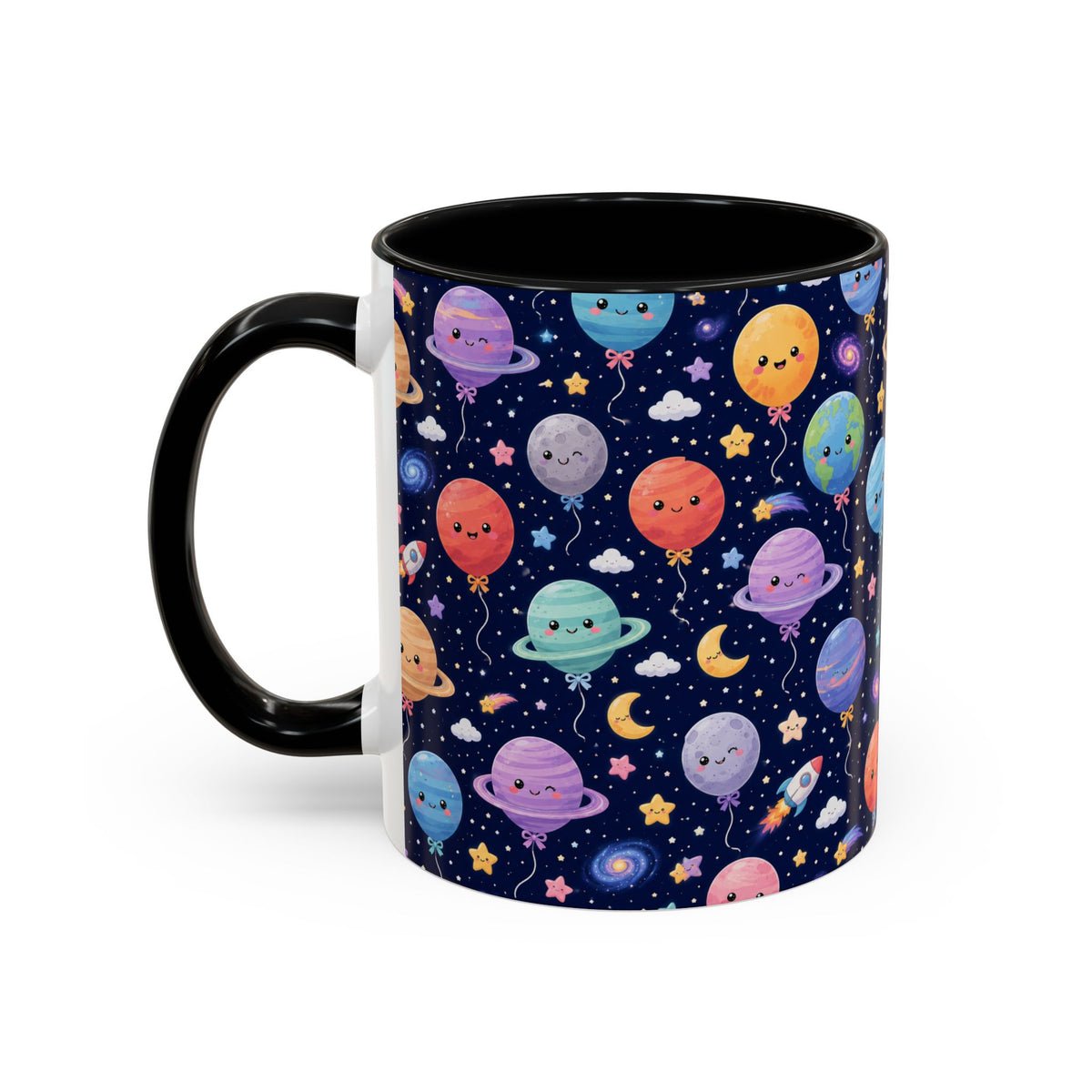 Accent Coffee Mug (11/15 oz) - Kawaii Space Balloon Planet