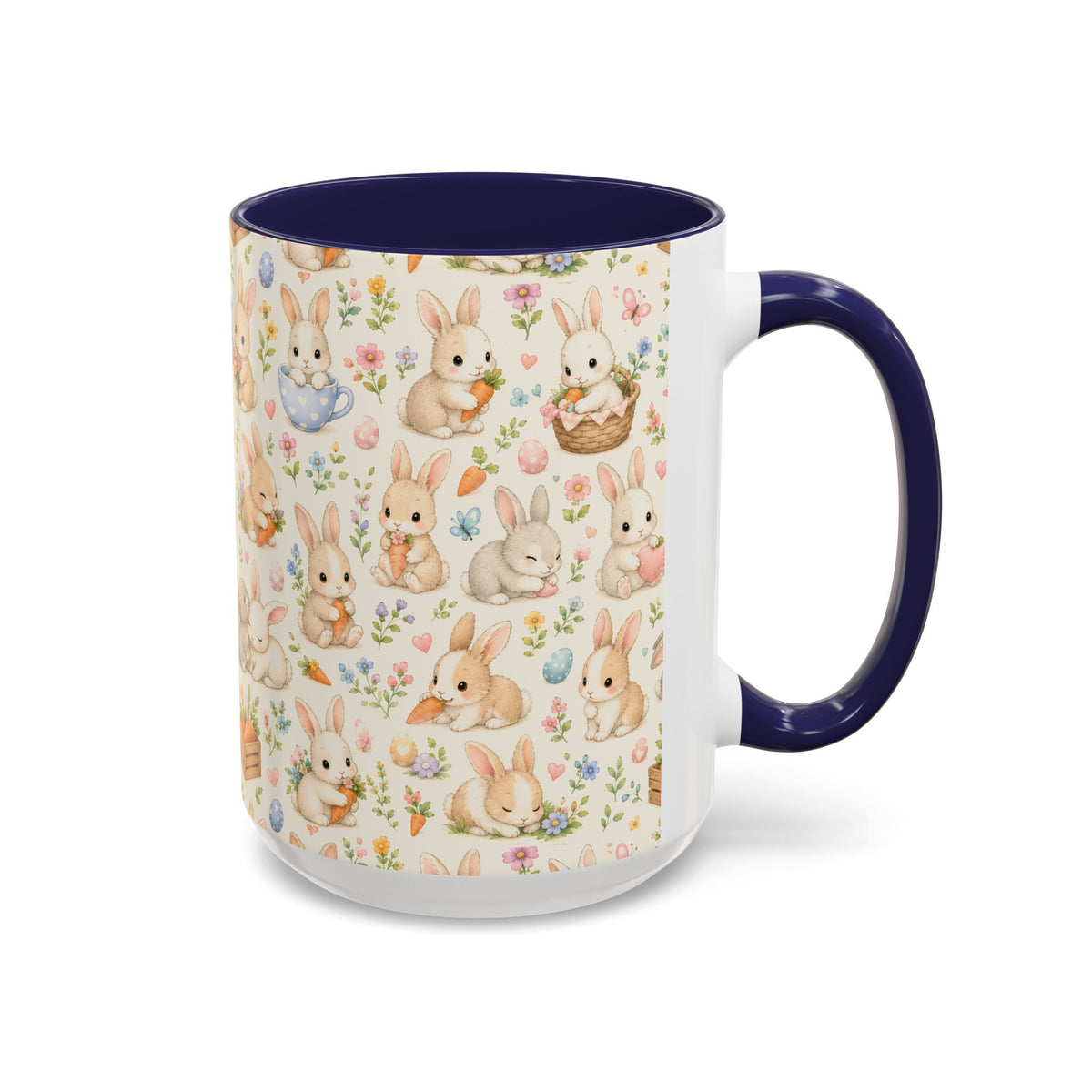Accent Coffee Mug  (11/15 oz) - Pastel Bunny Garden Easter