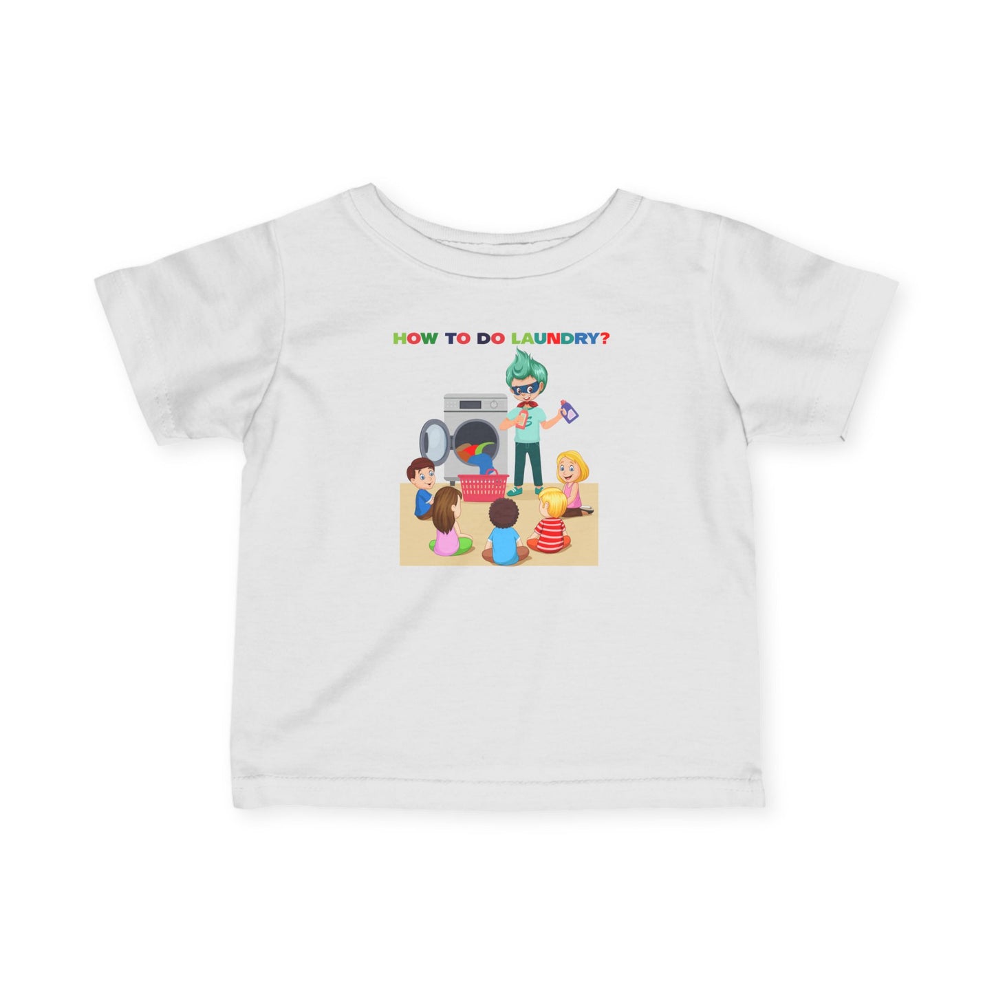 Infant Fine Jersey Tee - super kiddo teaching laundry - [[{"value":"Wonderwear Kid"}]]