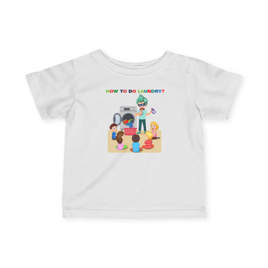 Infant Fine Jersey Tee - super kiddo teaching laundry - [[{"value":"Wonderwear Kid"}]]