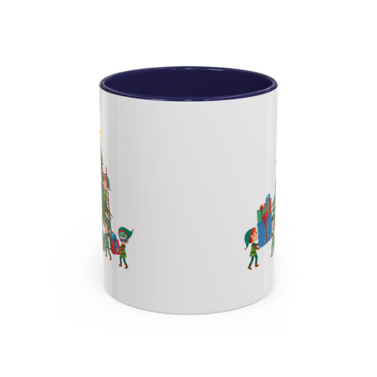 Accent Coffee Mug - Super kiddo putting gifts on christmas tree - [[{"value":"Wonderwear Kid"}]]