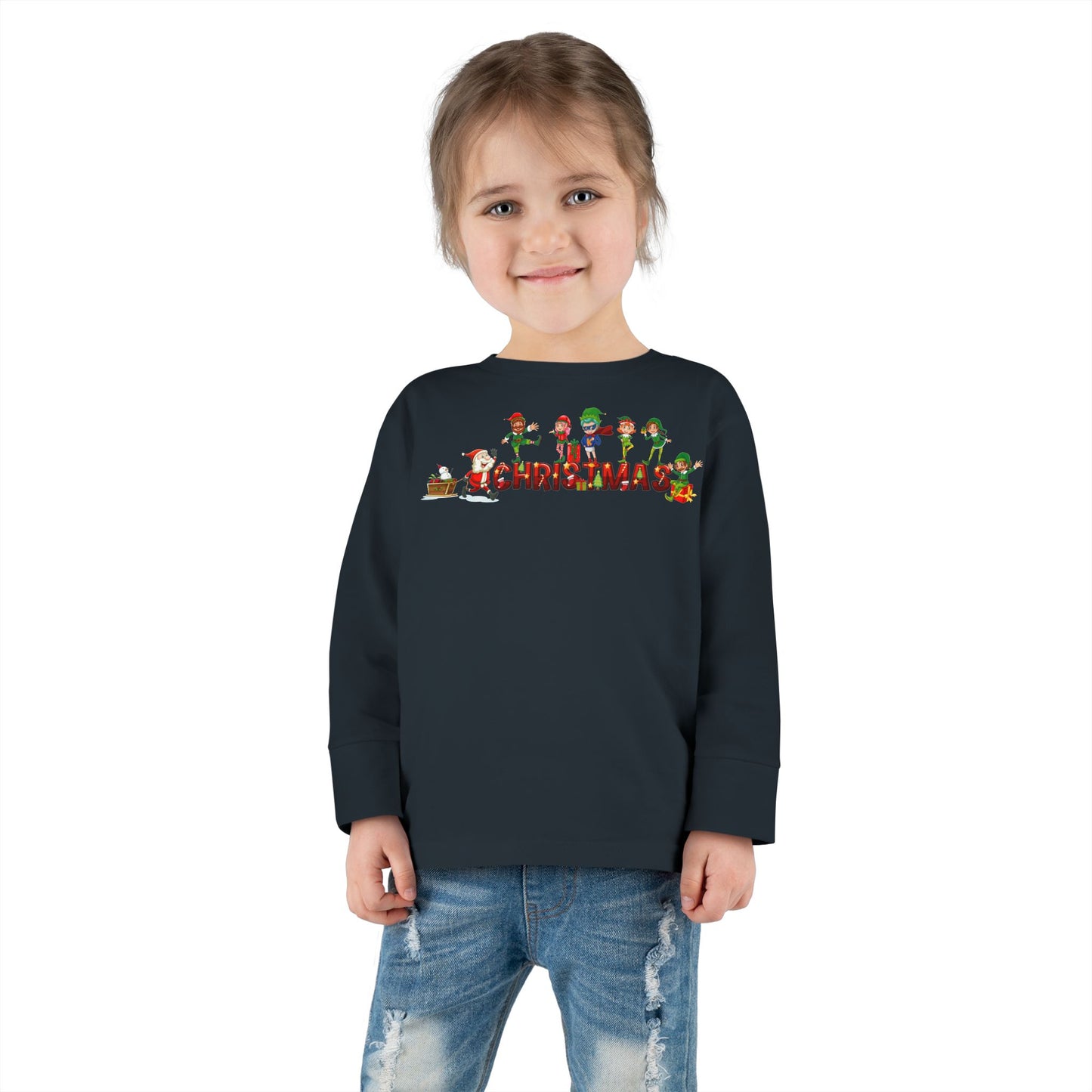 Toddler Long Sleeve Tee - Christmas with santa claus and friends - [[{"value":"Wonderwear Kid"}]]